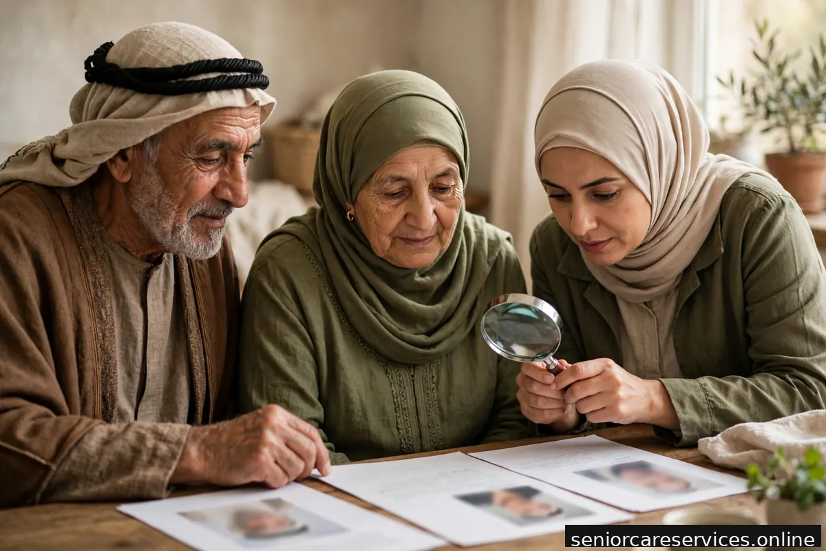 عدسة مكبرة فوق مستندات الملف الشخصي لمقدم رعاية.