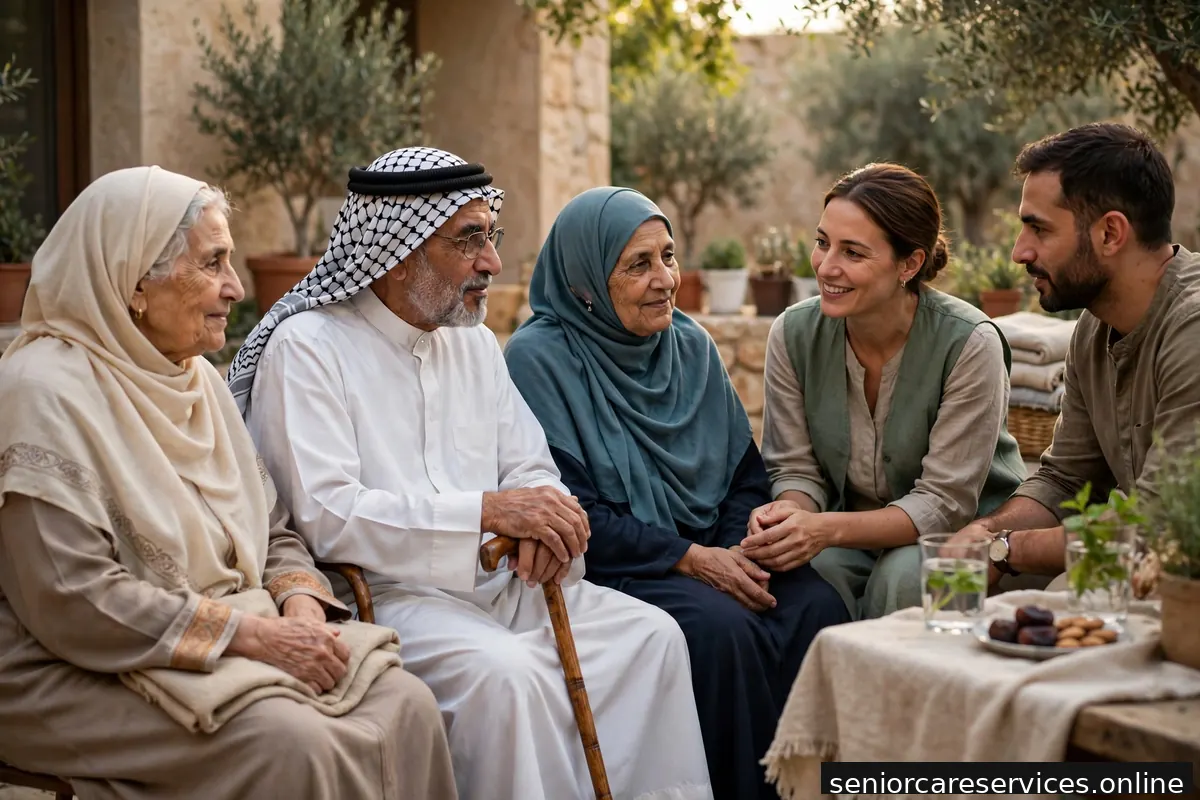 فعالية توعية مجتمعية يشارك فيها كبار السن والمتطوعون.